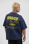 Bronze Snake Oversized Tee – Navy Blue